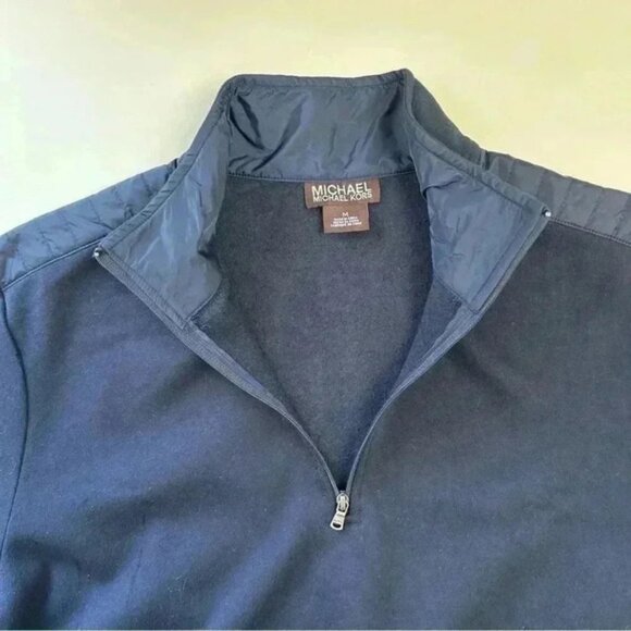 Michael Kors Mens Sweater 1/4 Zip Pullover Cotton Blend Navy Blue Size Medium - Picture 11 of 16